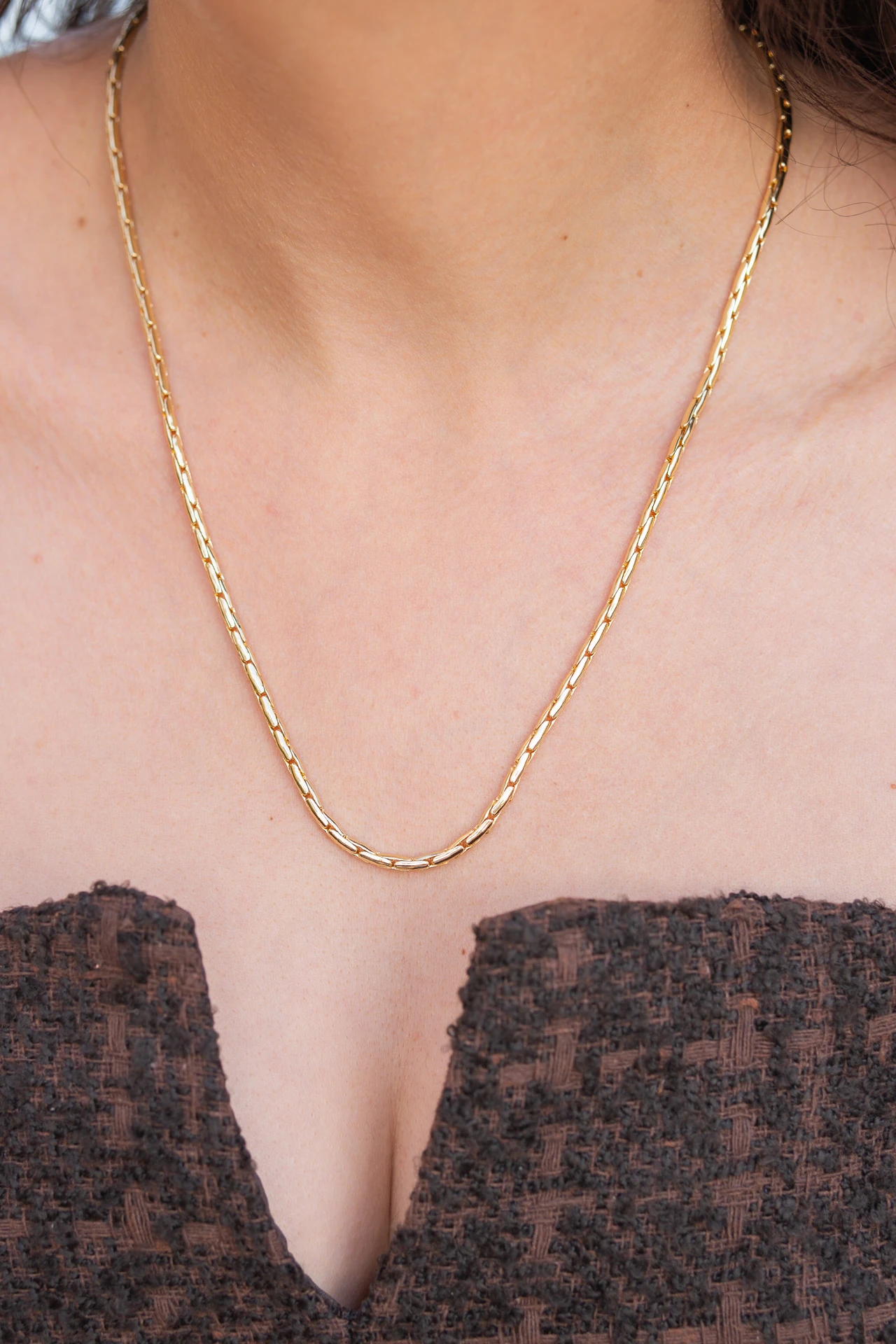 Minimalist Çubuk Zincir Altın Renk Kolye