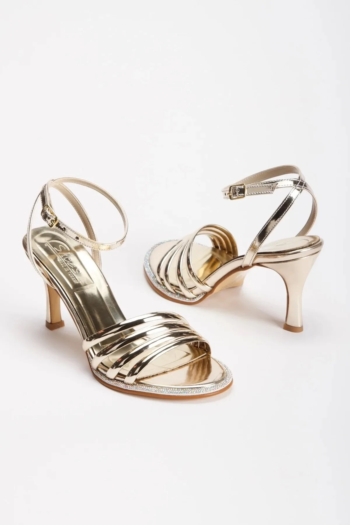 Nivara Gold İnce Topuklu Sandalet