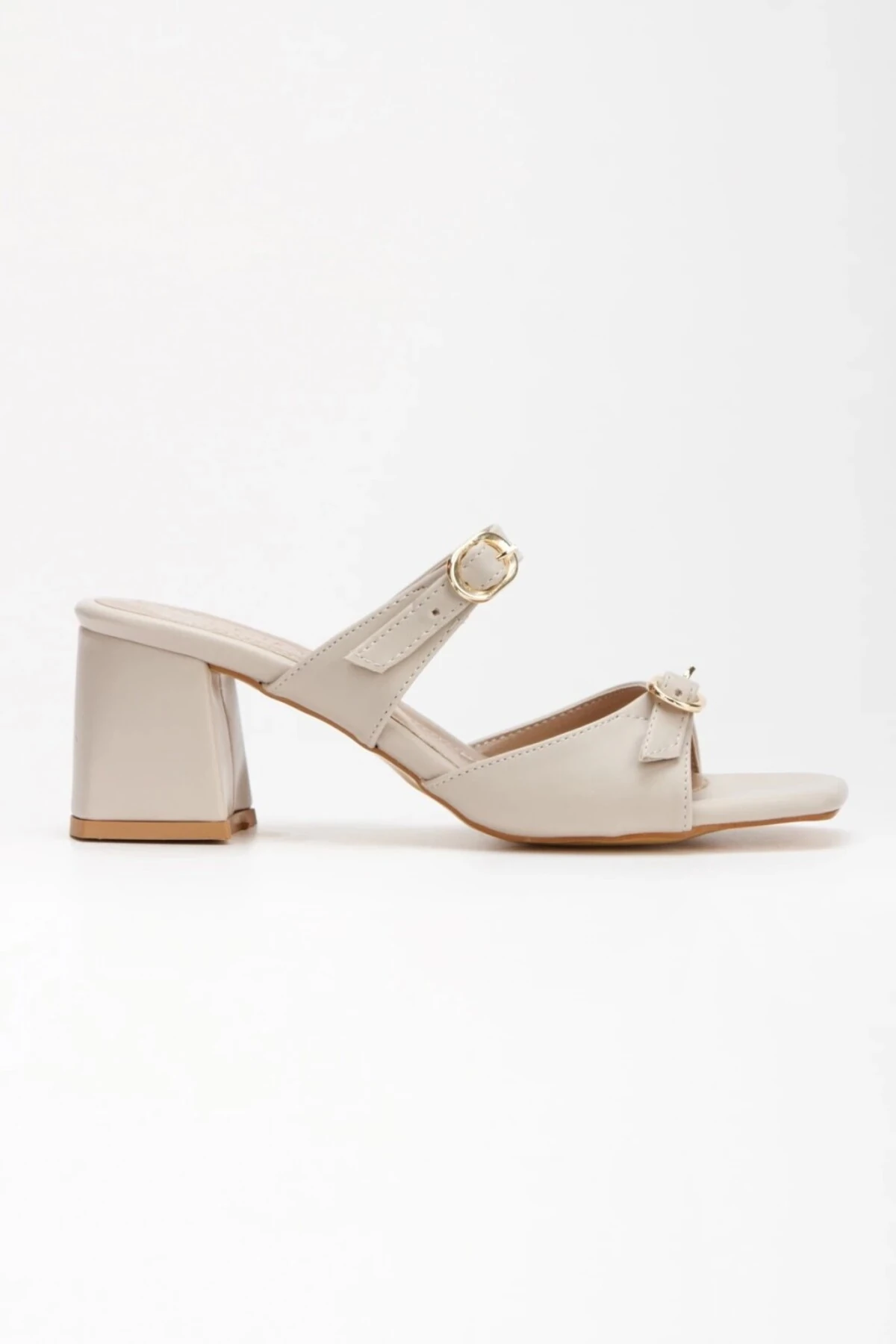 Zenith Bej Kalın Topuklu Terlik - bej