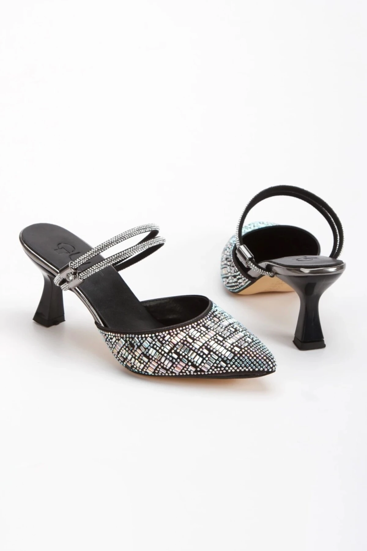 Zephyr Taşlı Topuklu Ayakkabı - siyah taşlı
