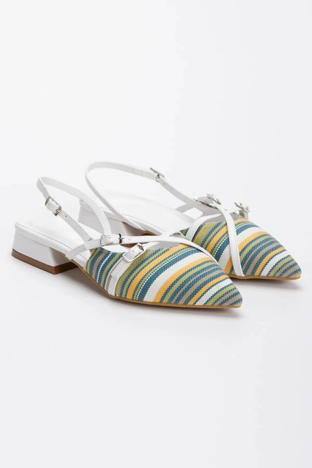 Çok Renkli Kısa Topuklu Babet - çok renkli/sarı