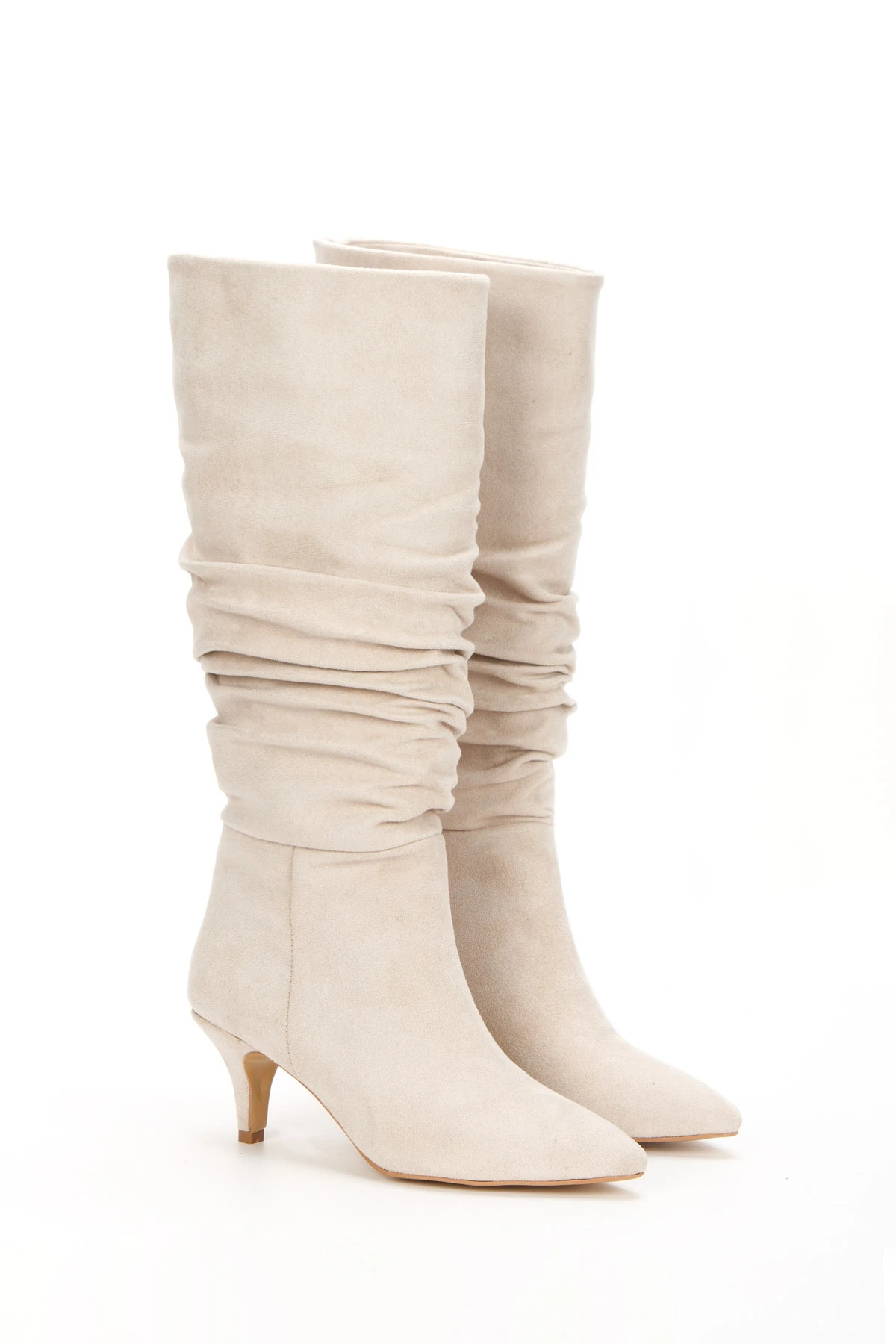 Elyra Büzgülü Topuklu Çizme - bej