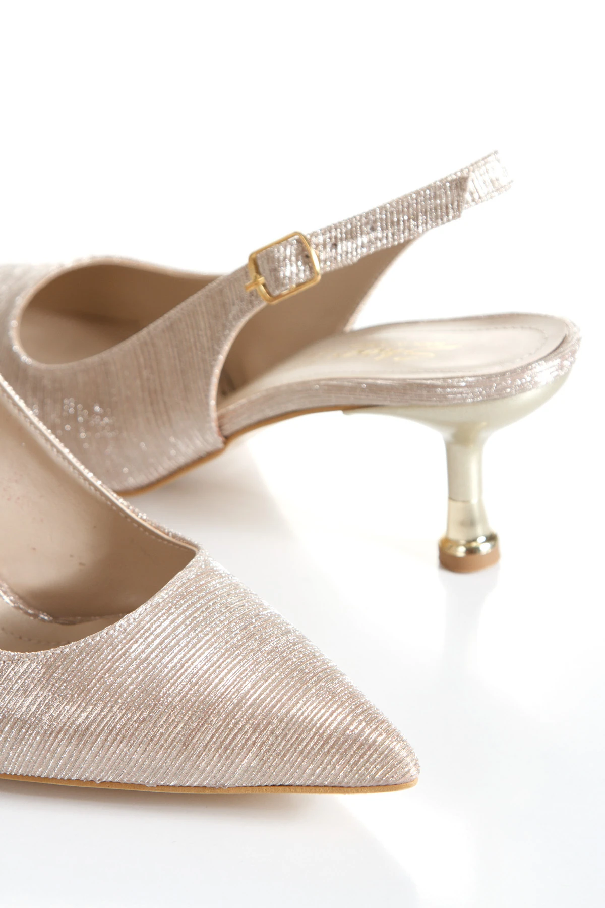 Lucent Gold Topuklu Ayakkabı&Çanta Takım