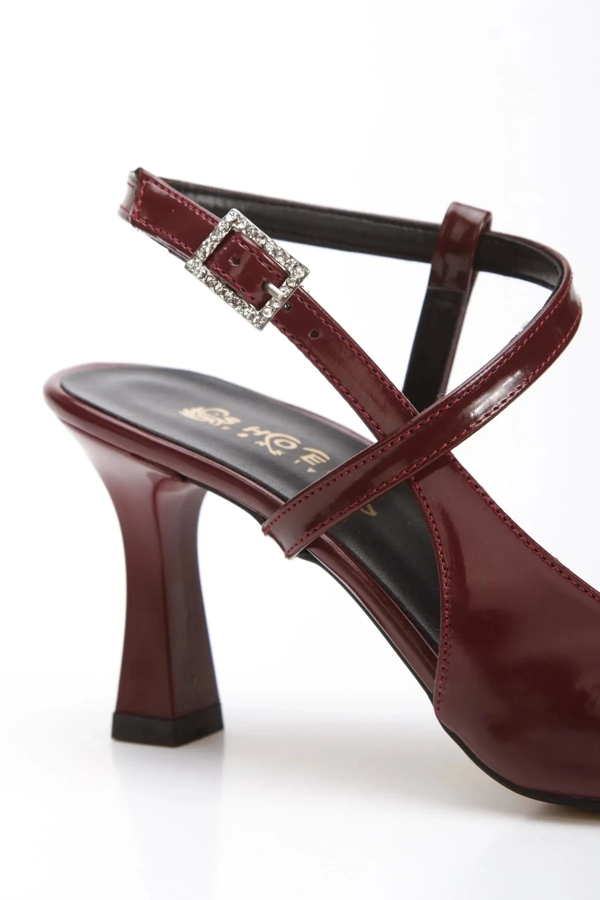 Viviane Beyaz Arkası Açık Stiletto - bordo