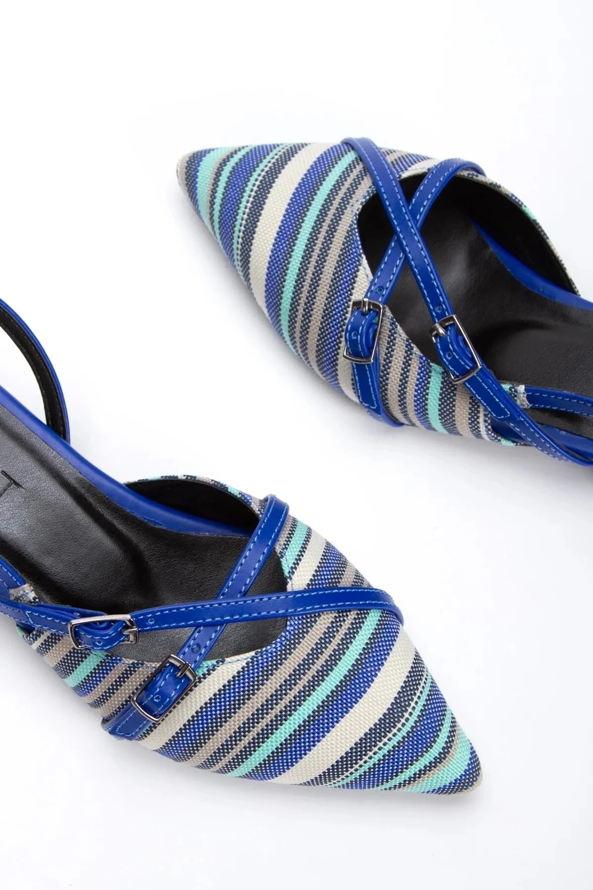 Çok Renkli Kısa Topuklu Babet - çok renkli/mavi