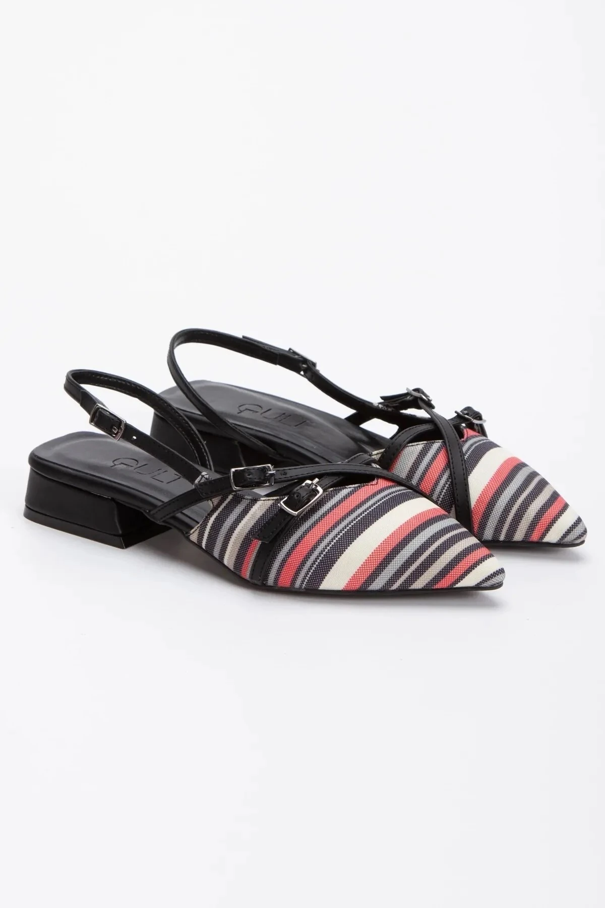 Çok Renkli Kısa Topuklu Babet - çok renkli/kırmızı