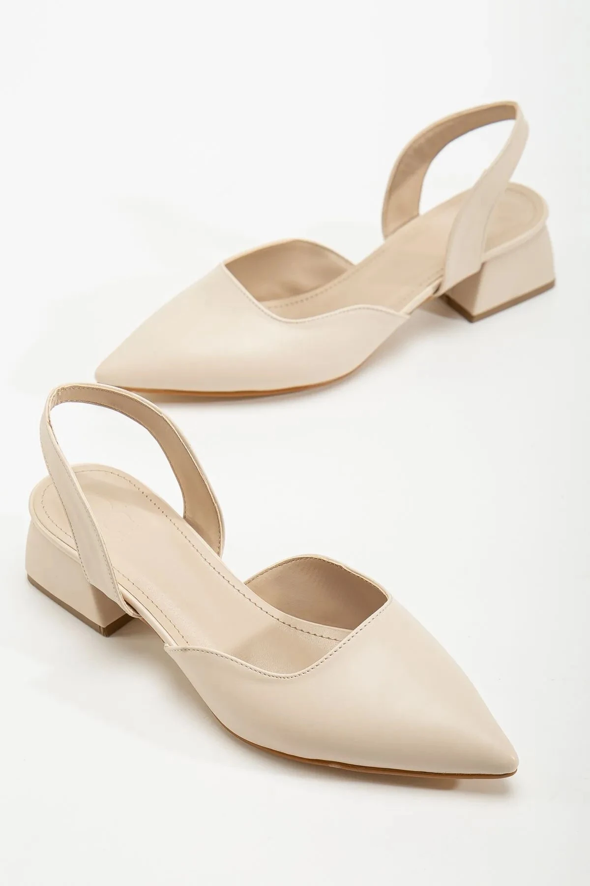Solara Bej Kısa Topuklu Stiletto