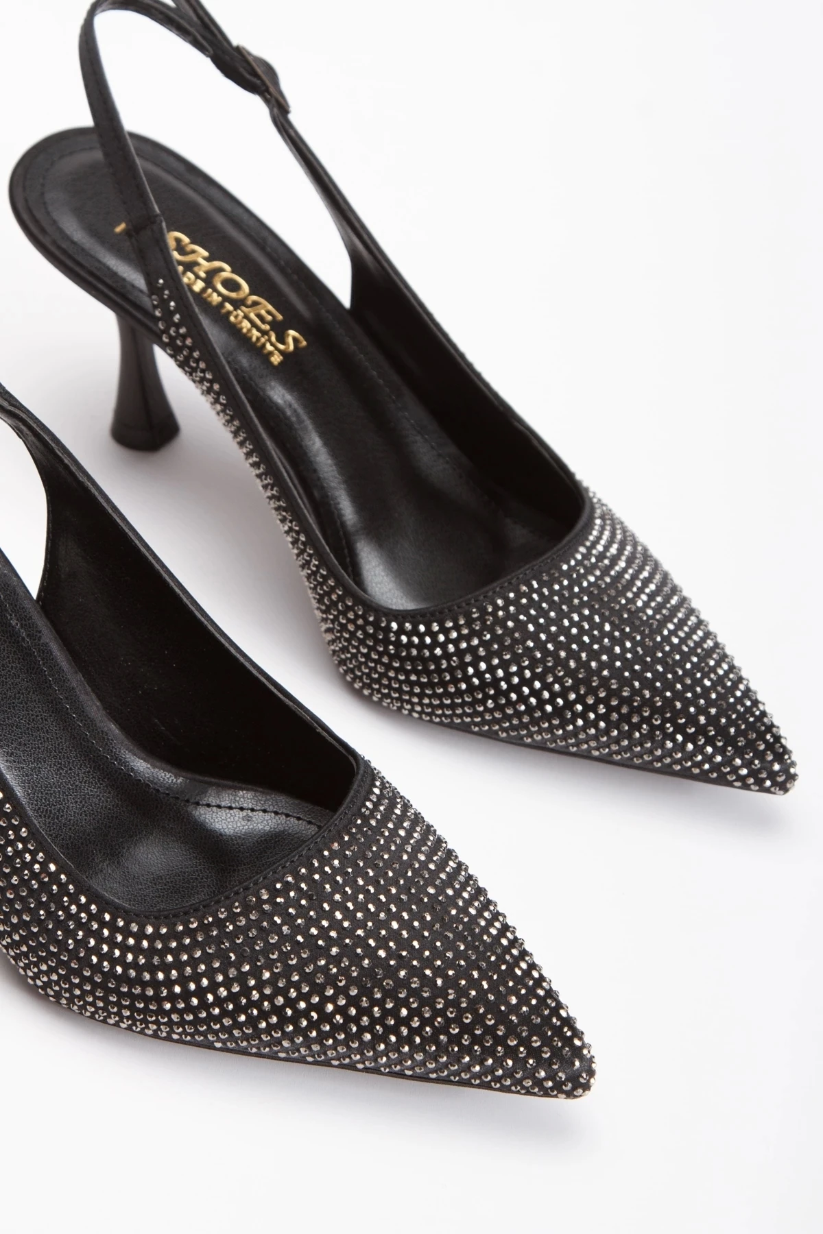 Siera Gold Taşlı Gece Ayakkabısı - siyah