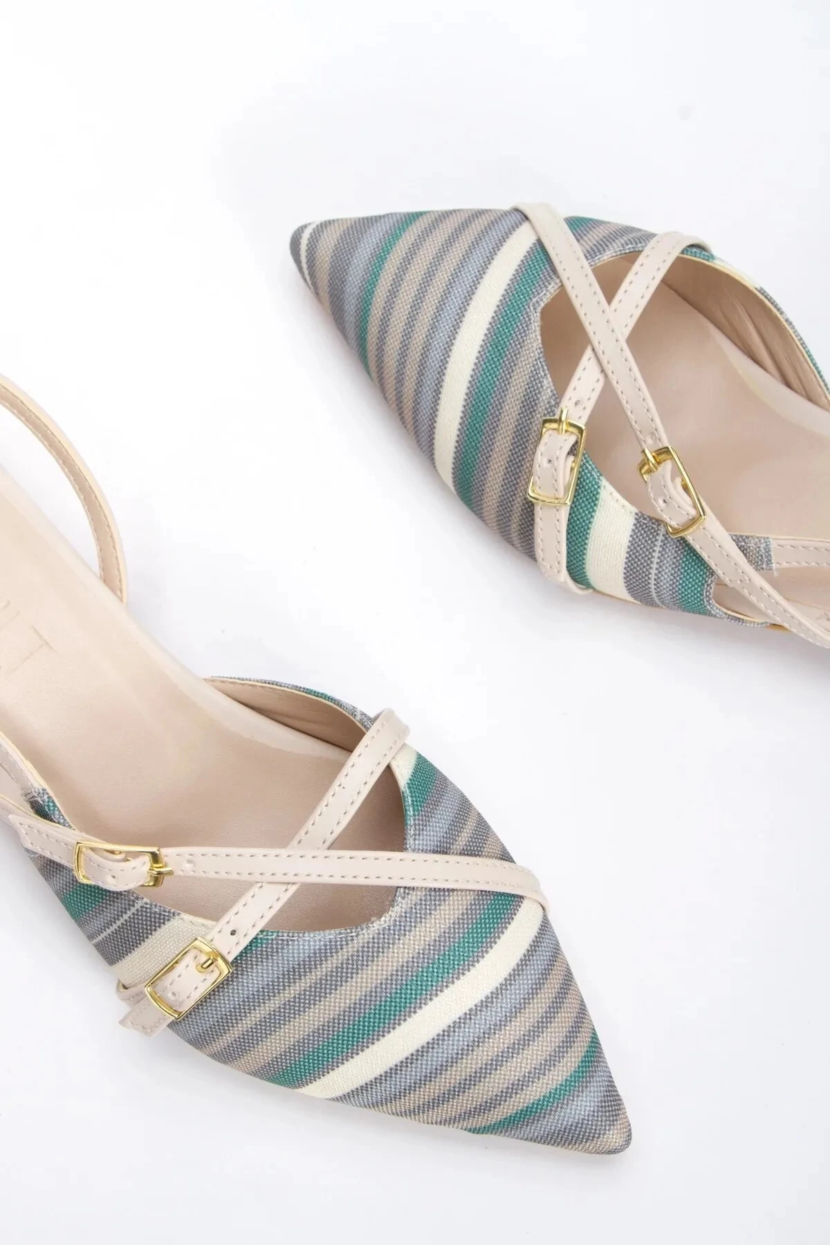 Çok Renkli Kısa Topuklu Babet - çok renkli/yeşil