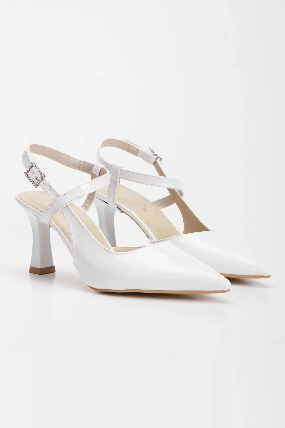 Viviane Beyaz Arkası Açık Stiletto - beyaz