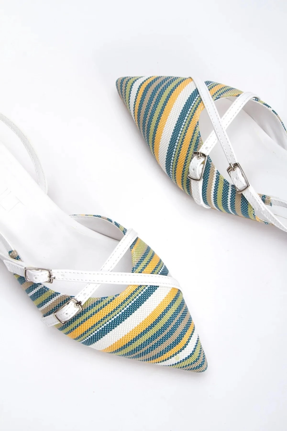 Çok Renkli Kısa Topuklu Babet - çok renkli/sarı