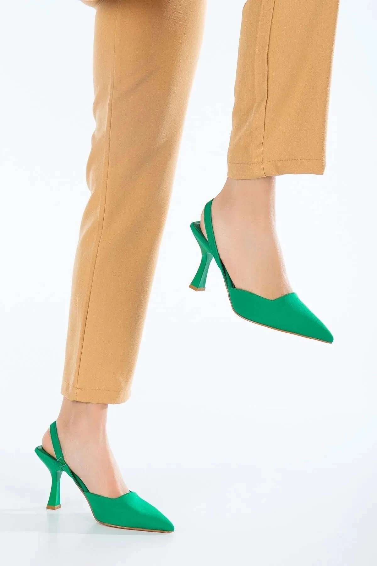 Seville Bej İnce Topuklu Stiletto - yeşil