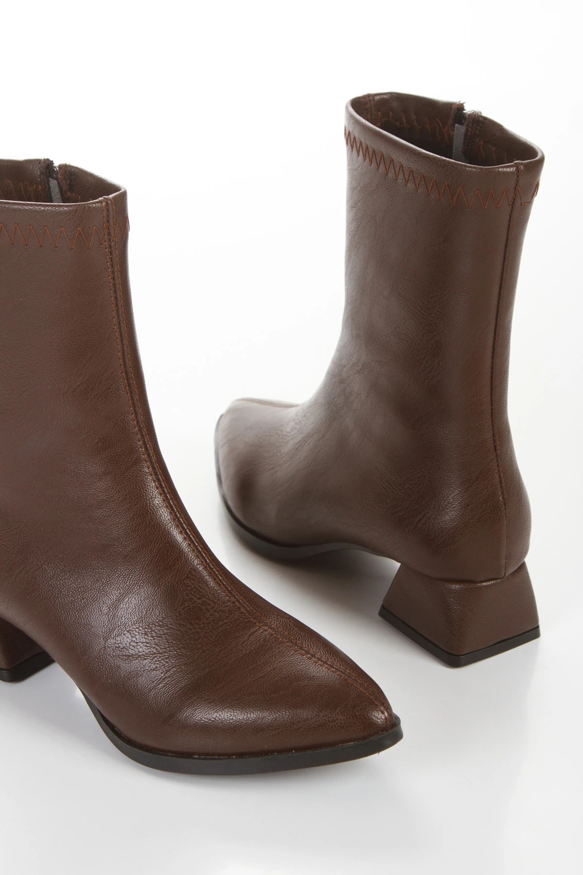 Vera Boot Kahverengi Kadın Kısa Topuklu Bot - kahverengi cilt