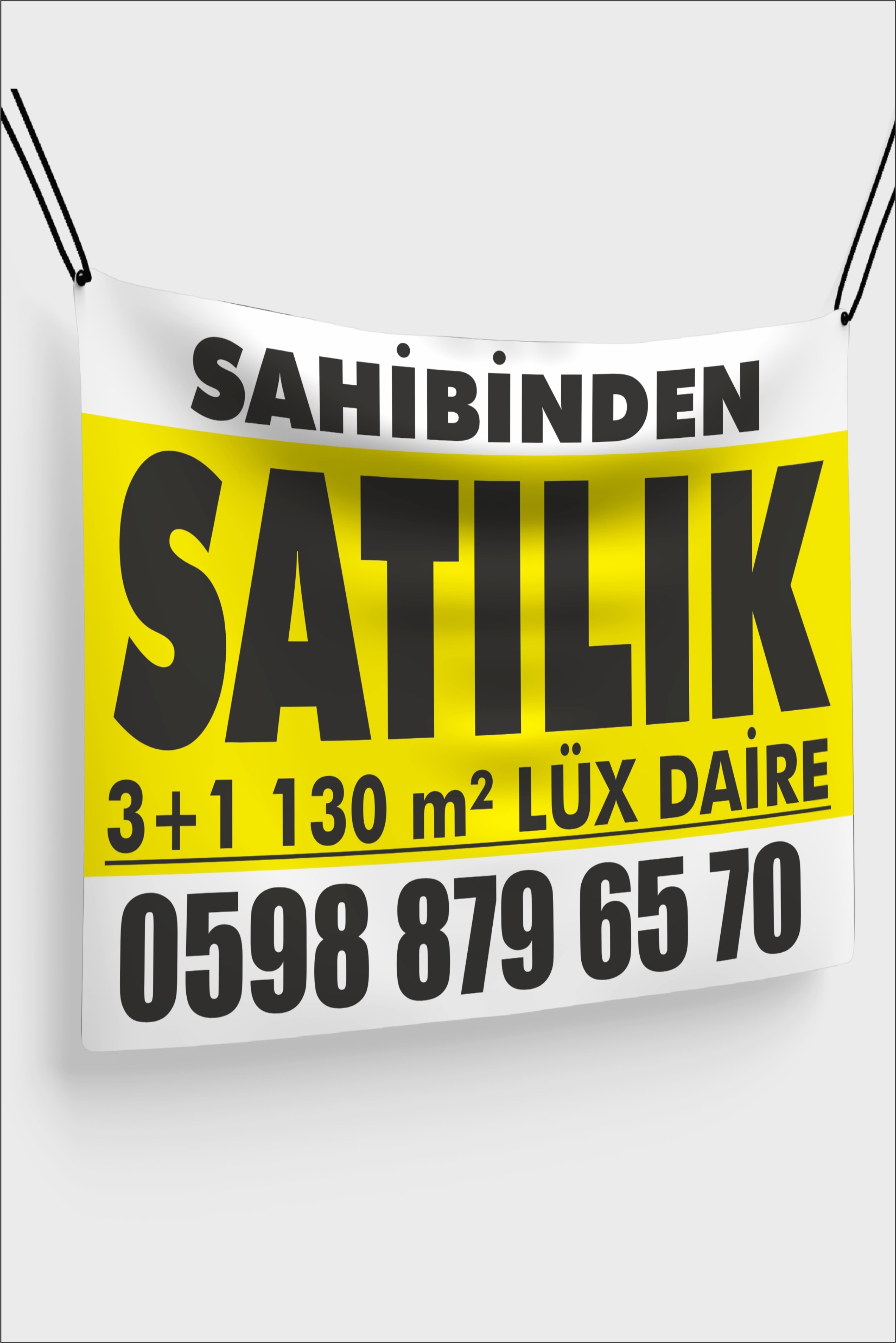 Satılık & Kiralık İlan Brandası - Özel Tasarım Emlak Brandası - SARI