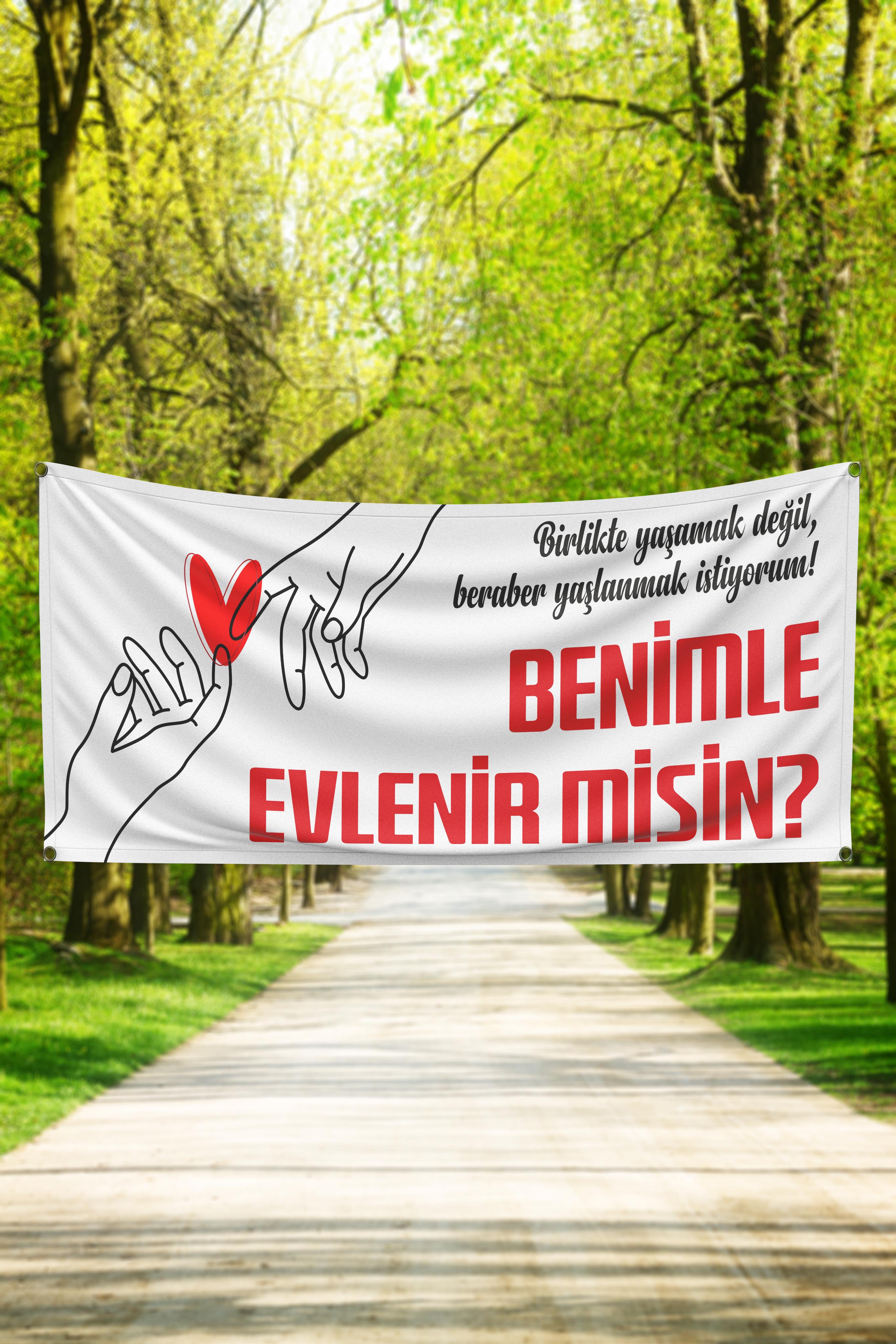Evlilik Teklifi Pankartı - Kişiye Özel Tasarım, Hızlı Teslimat - Pankart1