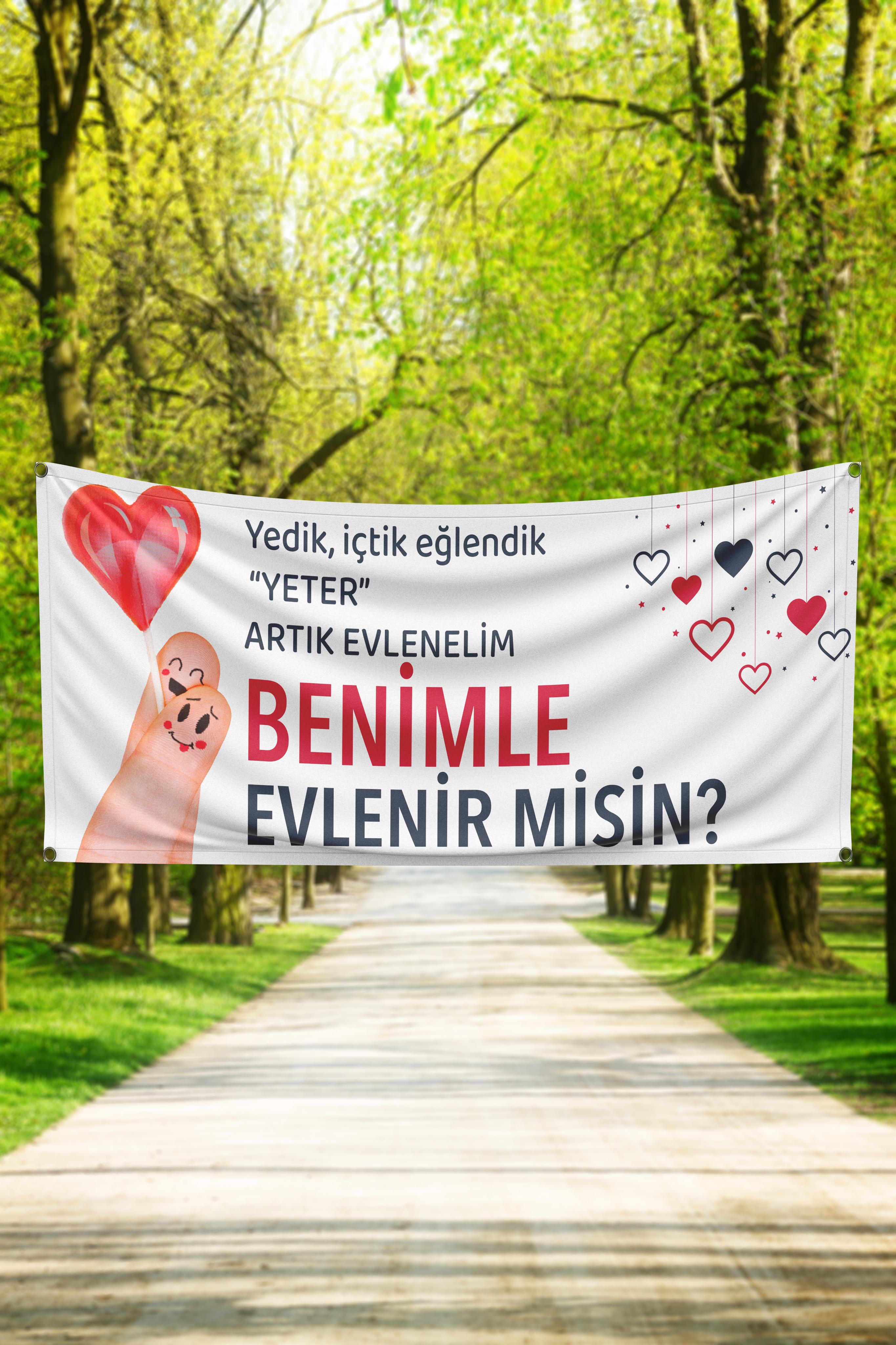 Evlilik Teklifi Pankartı - Kişiye Özel Tasarım, Hızlı Teslimat - Pankart3