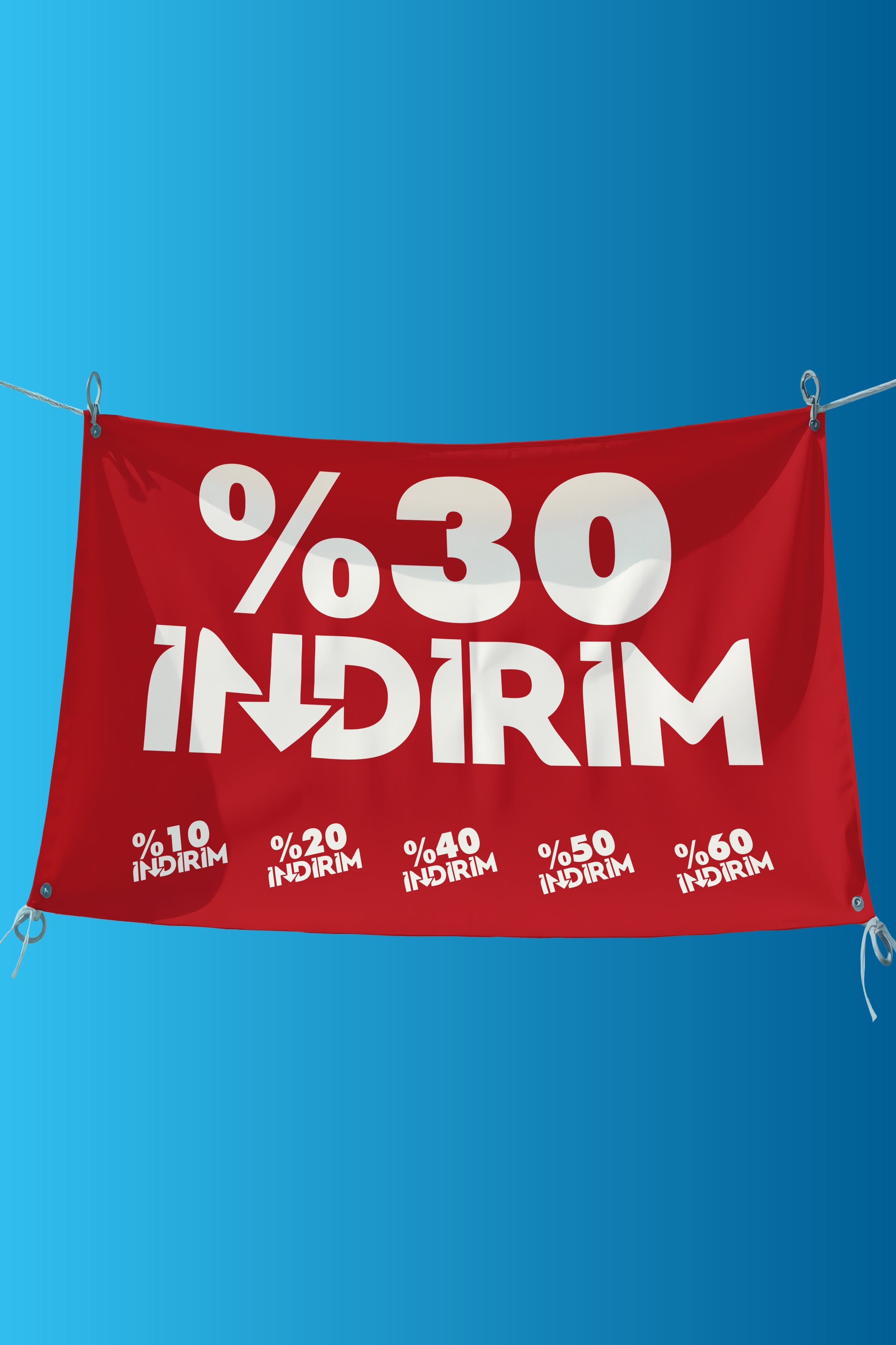İndirim Pankartı & Kampanya Afişi | Tüm Sektörlere Uygun - Dış / İç Mekân İçin - Afiş2