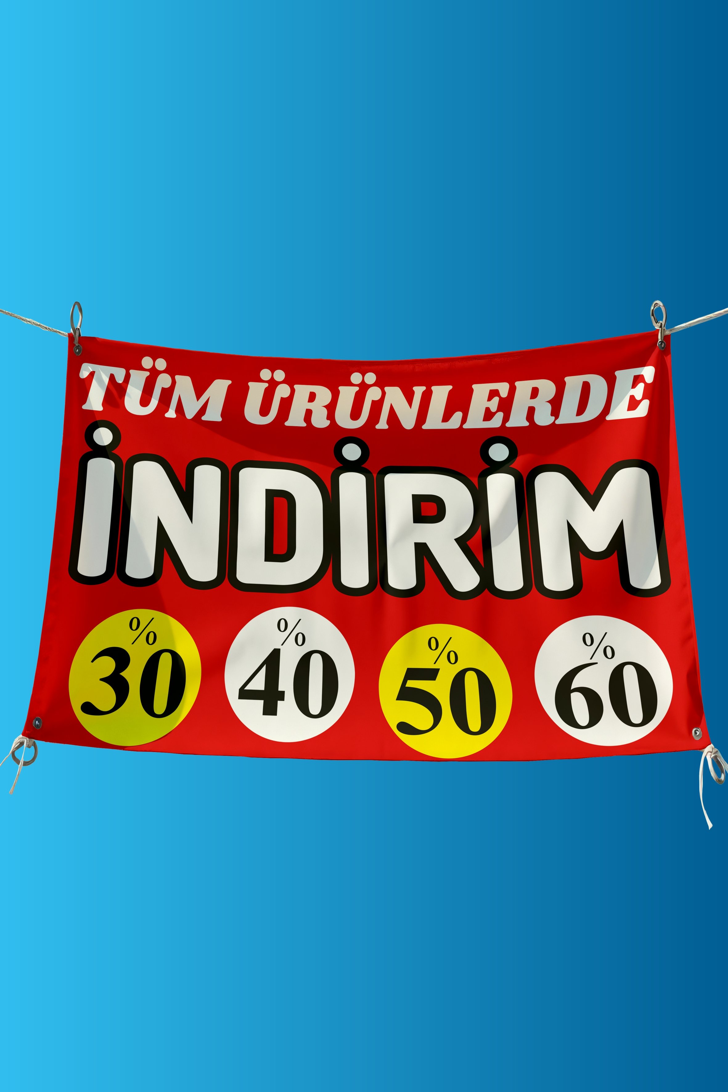 İndirim Pankartı & Kampanya Afişi | Tüm Sektörlere Uygun - Dış / İç Mekân İçin - Afiş9