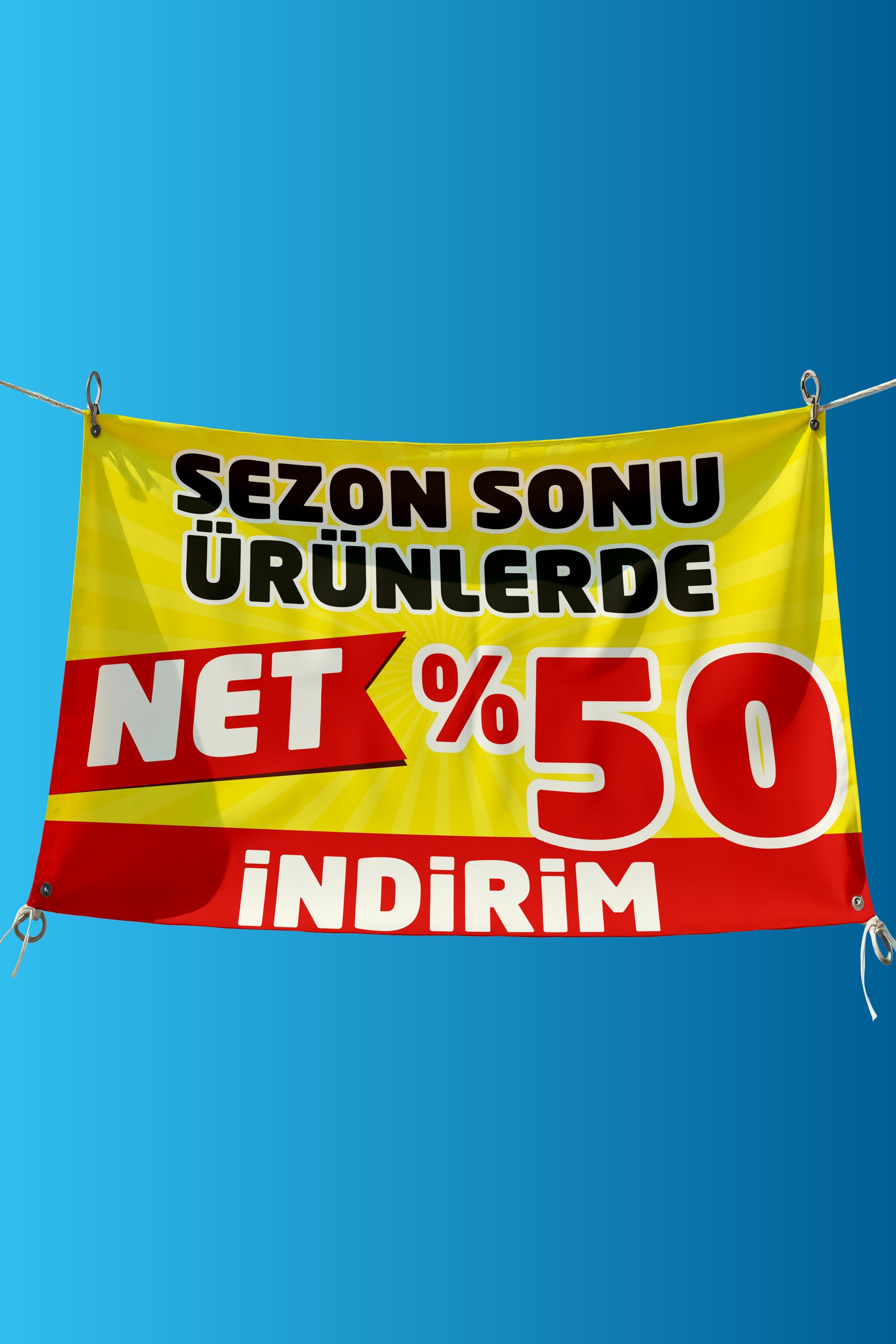 İndirim Pankartı & Kampanya Afişi | Tüm Sektörlere Uygun - Dış / İç Mekân İçin - Afiş3