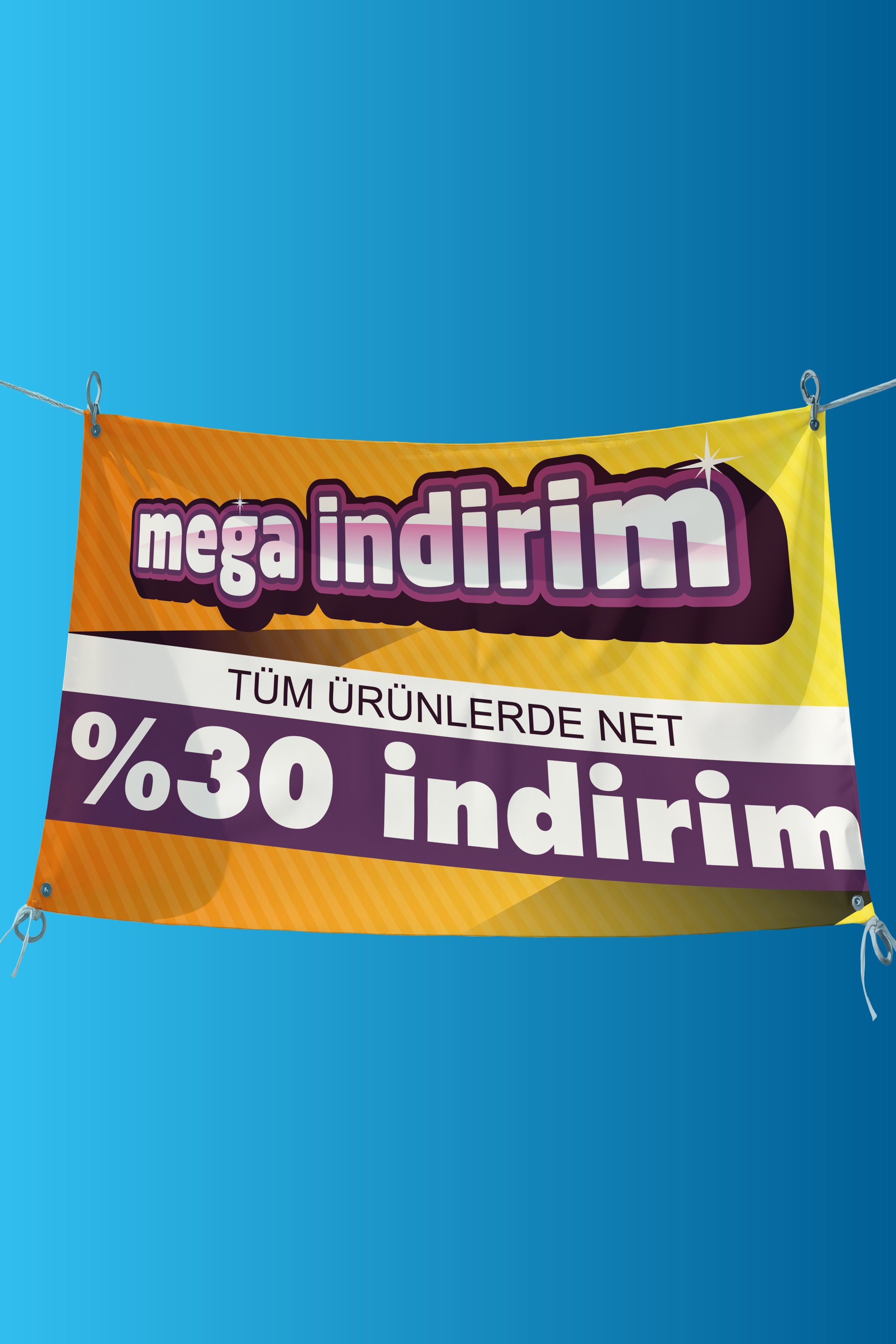 İndirim Pankartı & Kampanya Afişi | Tüm Sektörlere Uygun - Dış / İç Mekân İçin - Afiş7