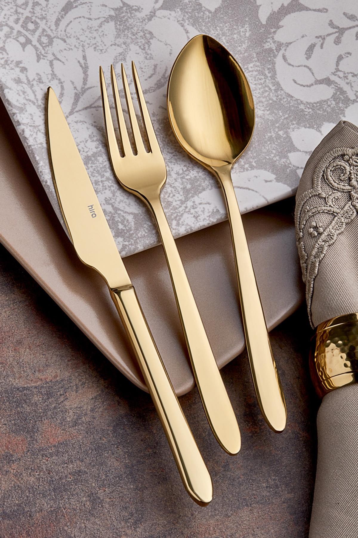 Hira Ege Gold Titanyum 30 parça Emotion Kaşık Çatal Takımı