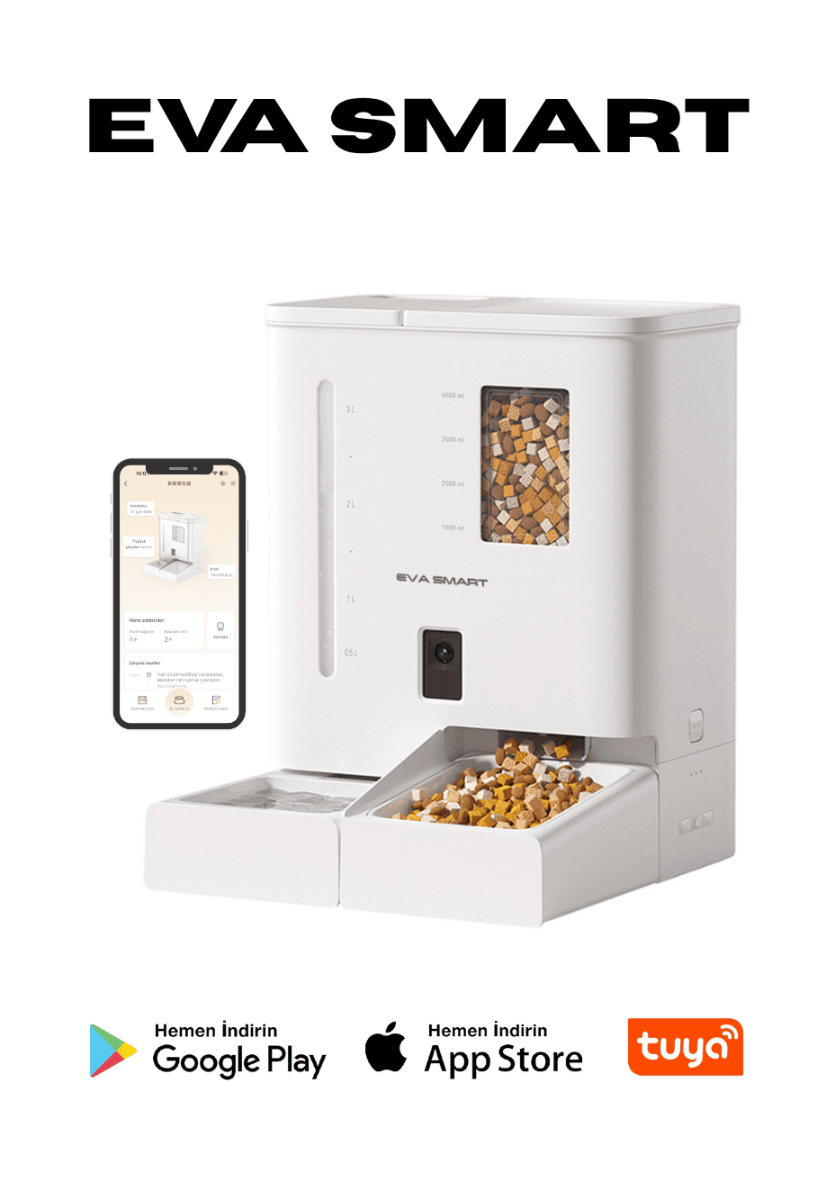 EVA SMART EVA F1 Pro Akıllı Mama Kabı ve Su Kabı Bir arada (Kedi & Köpek için 2’si 1 Arada)