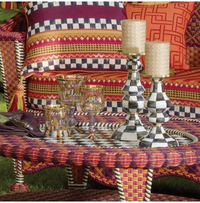 COURTLY CHECK ENAMEL PİLLAR CANDLESTİCK - LARGE