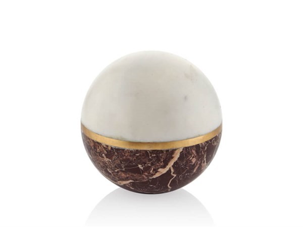 BEYAZ MERMER GOLD DETAYLI TOP OBJE 10,16*10,16*10,16CM
