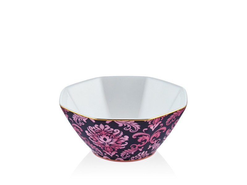 12CM RICE BOWL BURGUNDY RED -BLOOMİNG BAROQUE