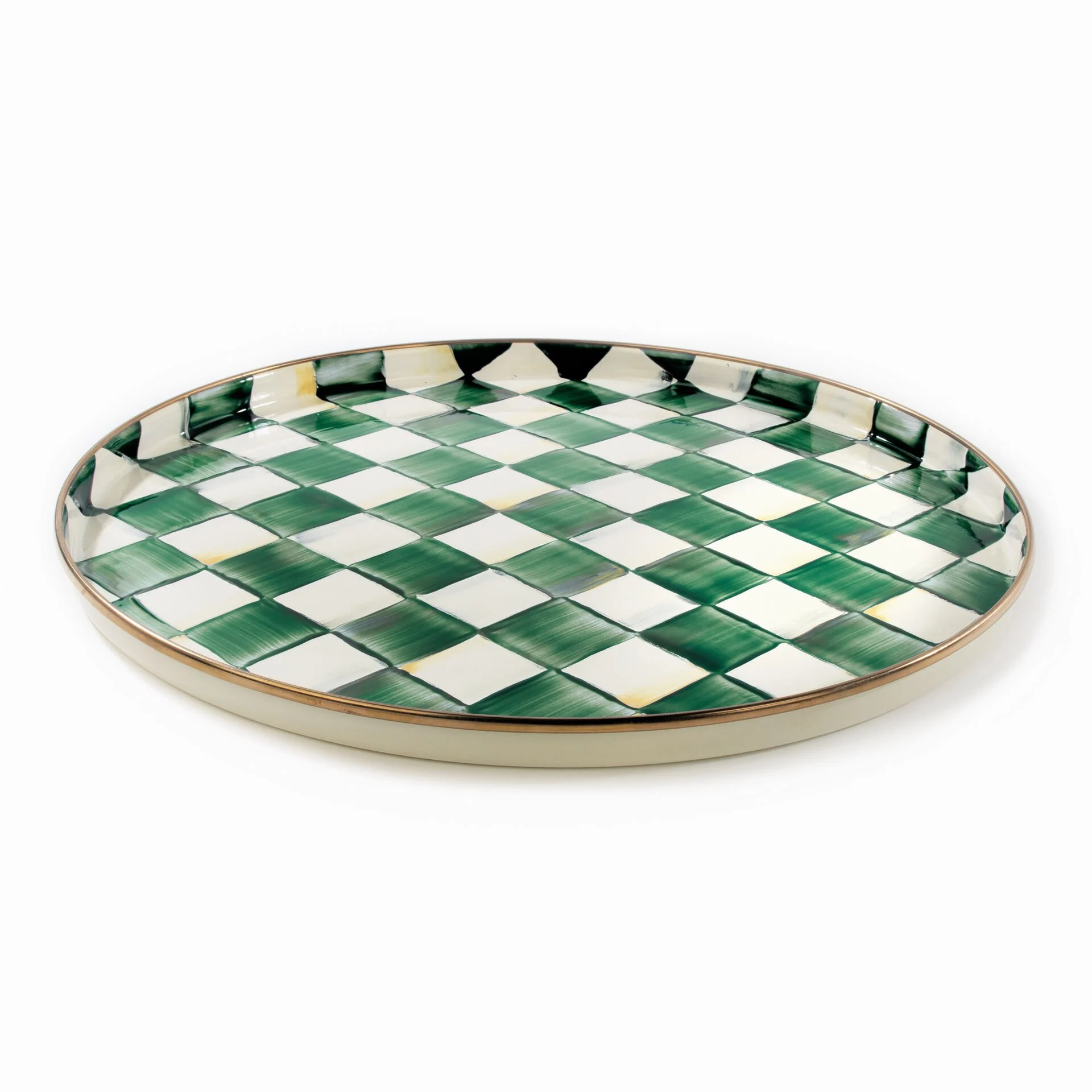 EMERALD CHECK ROUND TRAY