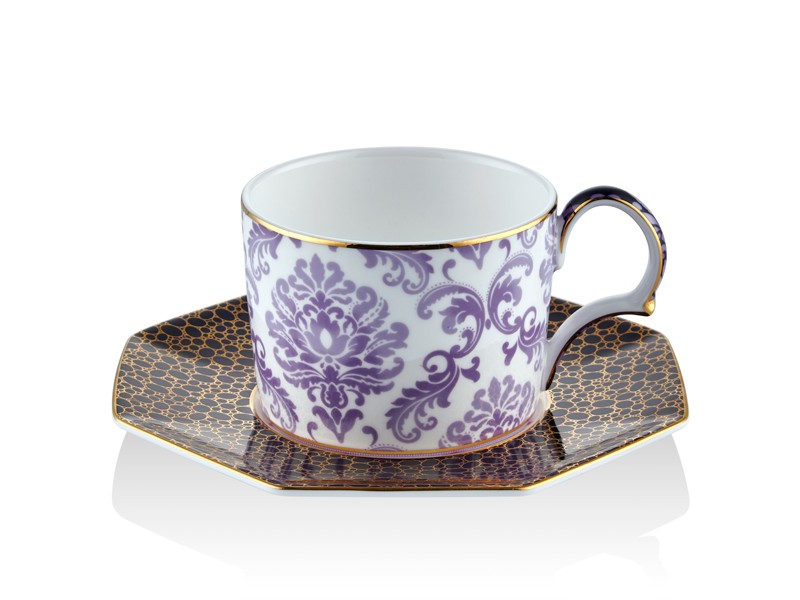 TEA CUP & SAUCERS IRİS PURPLE-BLOOMİNG BAROQUE