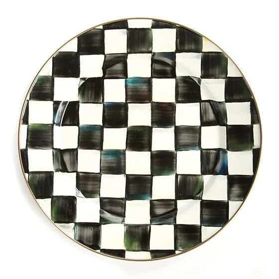 COURTLY CHECK ENAMEL CHARGER/PLATE