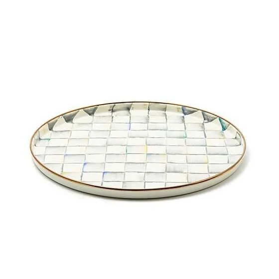 STERLİNG CHECK ENAMEL ROUND TRAY