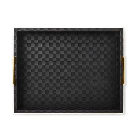BLACK FAUX LEATHER LARGE TRAY