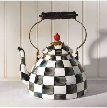 COURTLY CHECK ENAMEL TEA KETTLE - 3 QUART