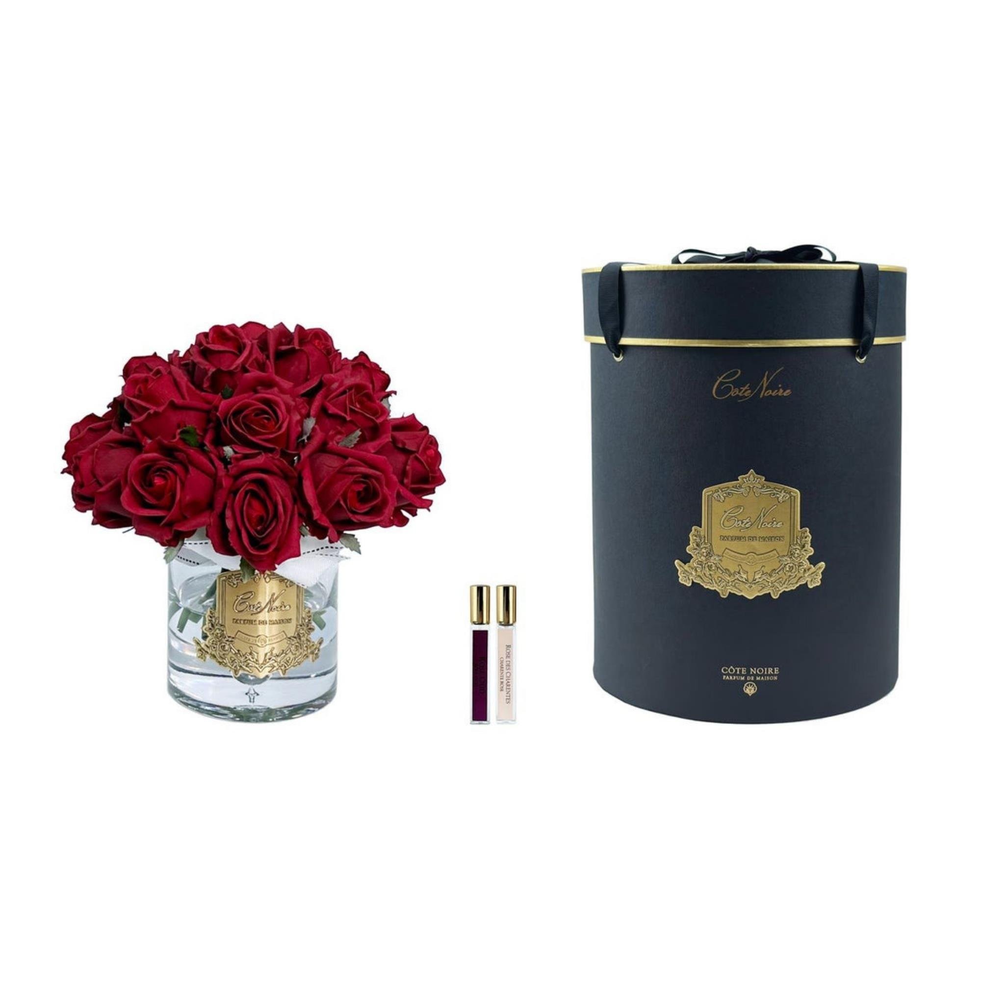LUXURY GRAND GÜL BUKETİ BORDO ŞEFFAF CAM GOLD ARMA