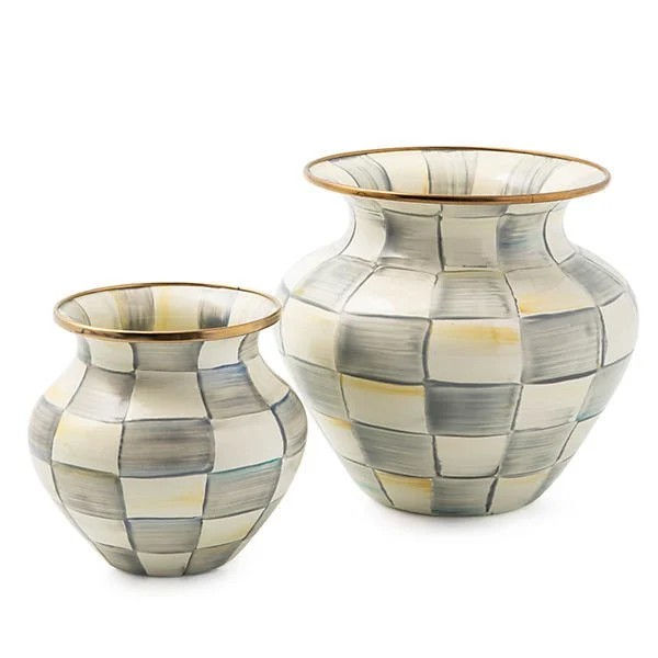 STERLİNG CHECK ENAMEL VASE
