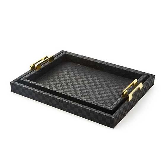BLACK FAUX LEATHER LARGE TRAY