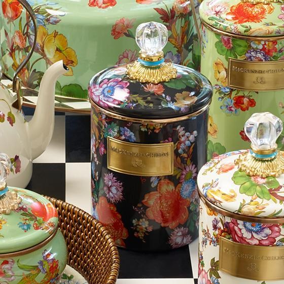 FLOWER MARKET MEDİUM ENAMEL CANİSTER - BLACK