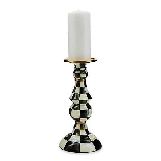 COURTLY CHECK ENAMEL PİLLAR CANDLESTİCK - LARGE