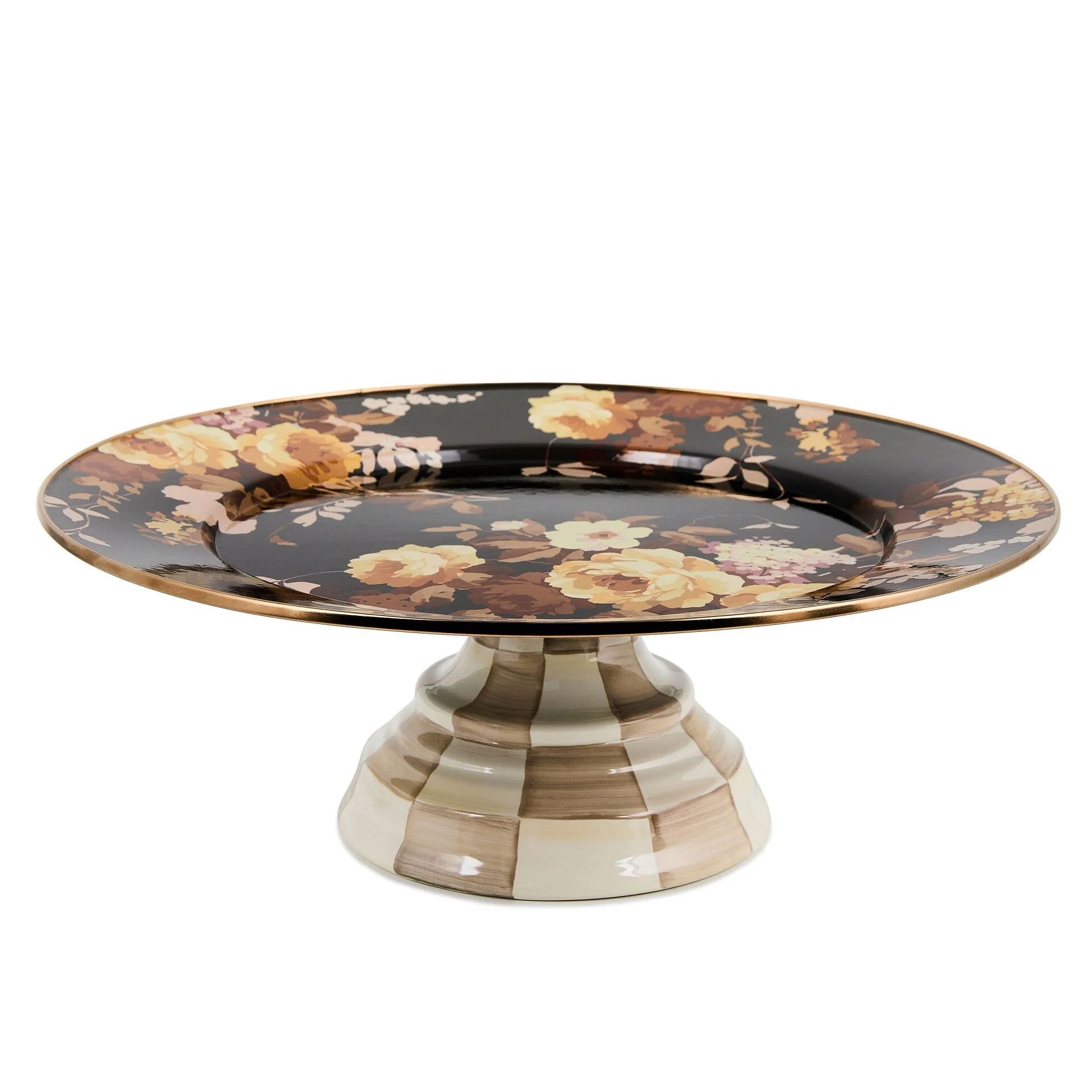 WİLD ROSE BROWN LARGE PEDESTAL PLATTER