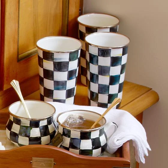 COURTLY CHECK ENAMEL TUMBLER-20 OUNCE-