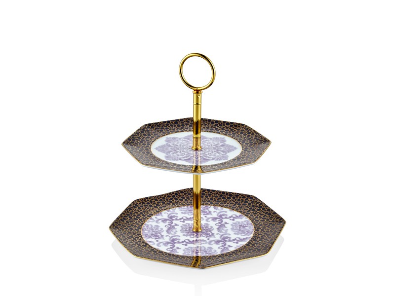 TWO-TİER CAKE STAND IRİS PURPLE -BLOOMİNG BAROQUE