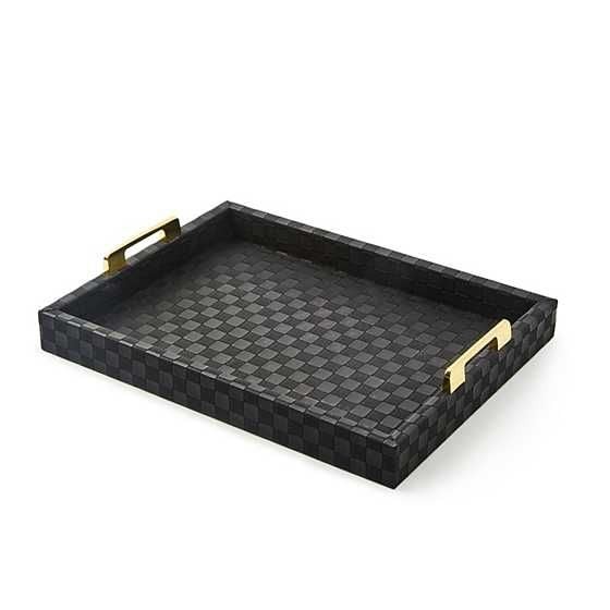 BLACK FAUX LEATHER SMALL TRAY
