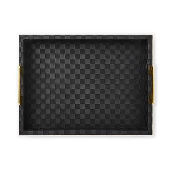BLACK FAUX LEATHER SMALL TRAY