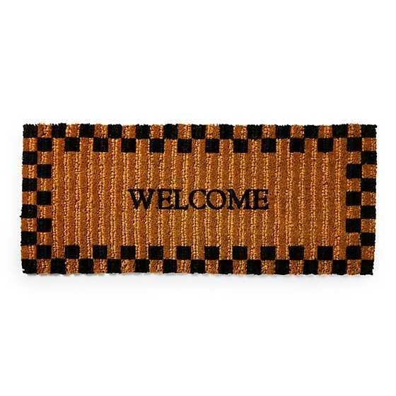 WELCOME CHECKED DOUBLE DOOR ENTRANCE MAT