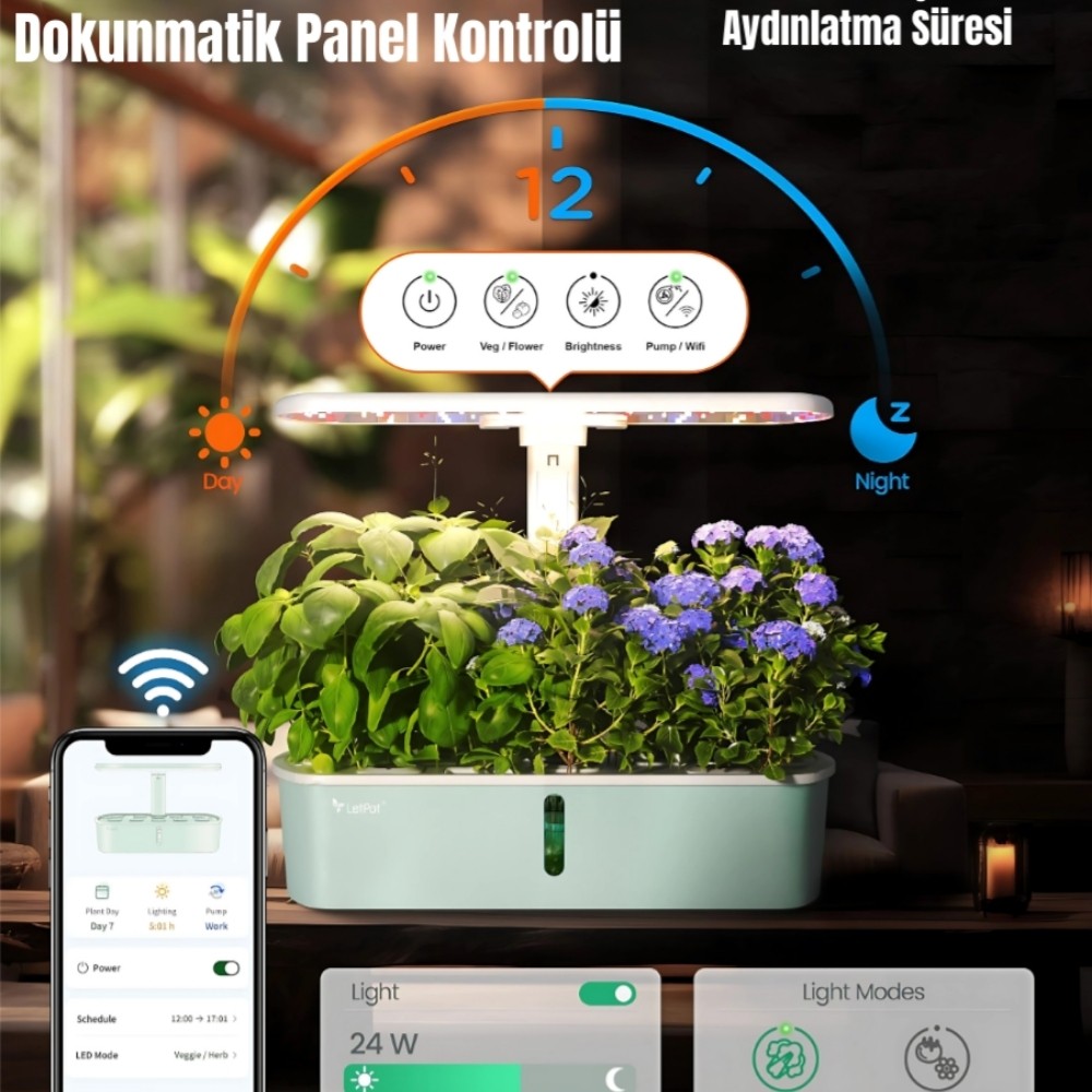 LETPOT AIR - 10 Hazneli Akıllı Hidroponik Yetiştirme Sistemi