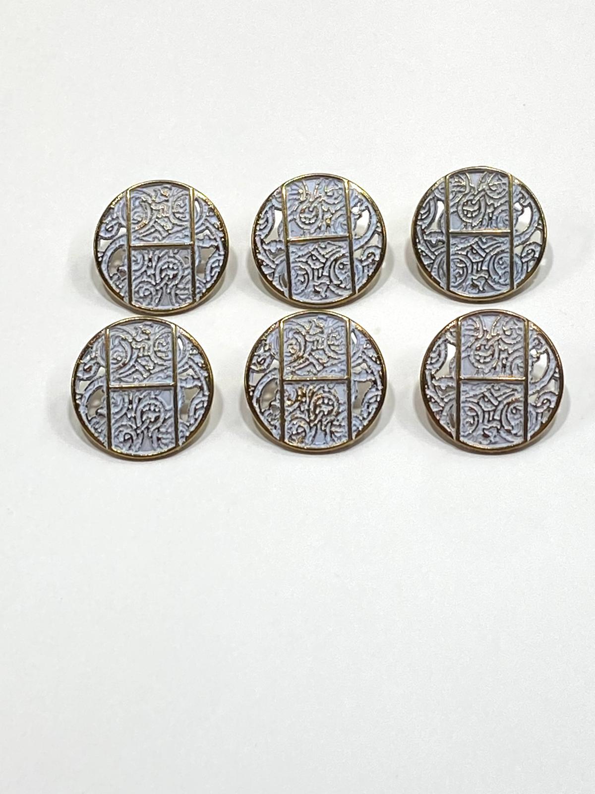 Antik Gold Zemin / Metal Düğme / 1,8 cm / 6 lı Set / (m09089)/