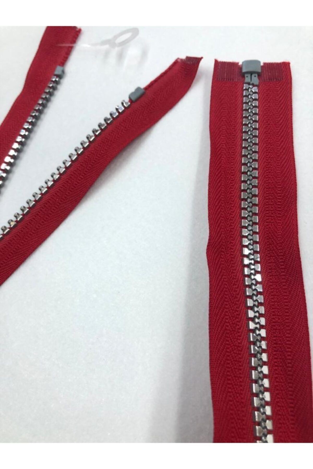 Fermuar 80 Cm Metalik Görünümlü Plastik Diş Kırmızı