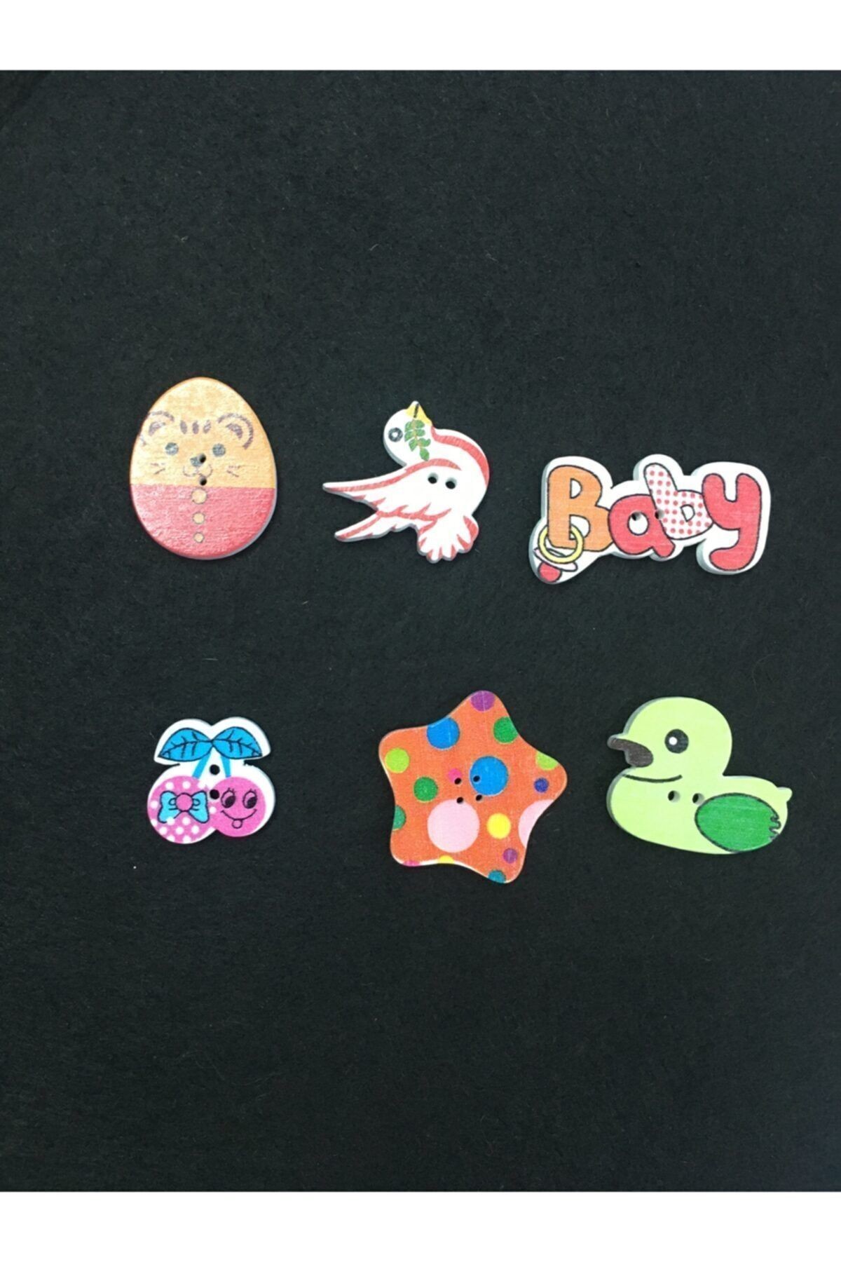 Bebek Düğmesi Karografi Süsleme Düğmesi 6 Lı Set